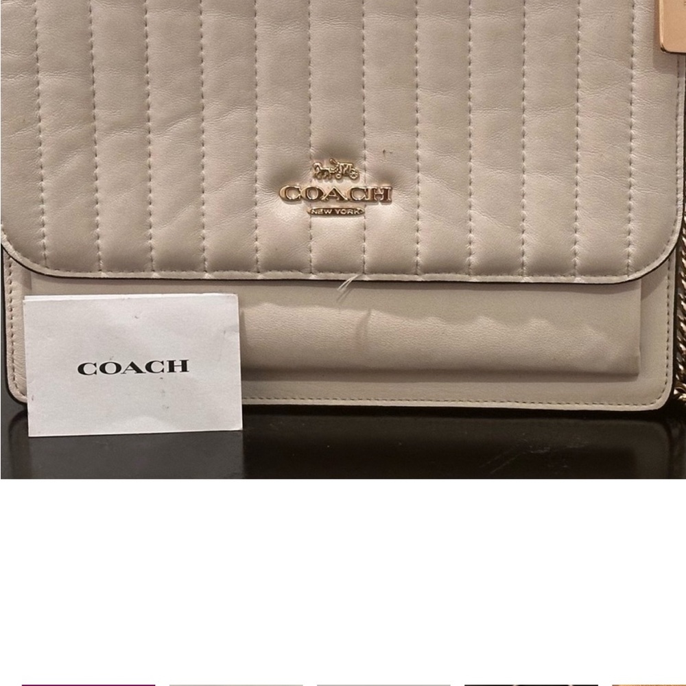 Coach Quilted Crossbody Bag in Cream with Gold Hardware